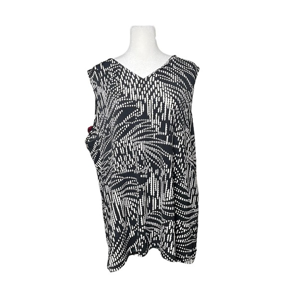 Chico's Travelers 3 Women's Tank Top Shell Blouse Slinky Stretchy Black & White - Picture 1 of 10